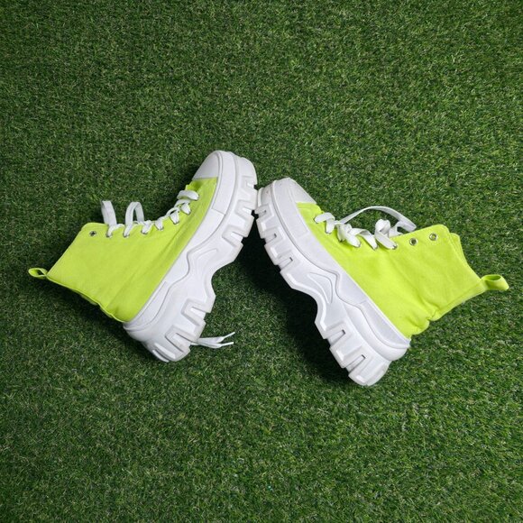 Azalea Wang Sneakers  8 Green Chaney Lime Platform  Fashion Designer High‎ Top - Picture 1 of 16
